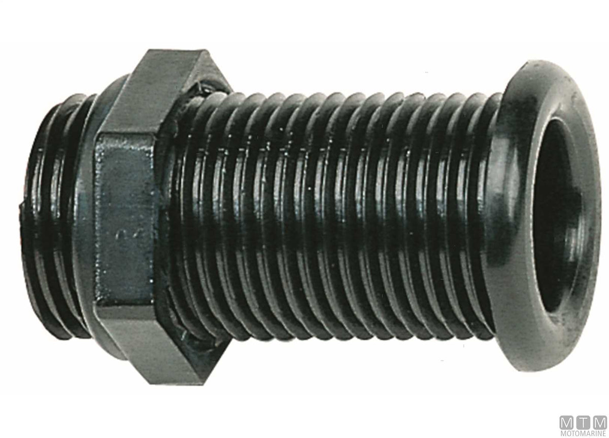 Grey standard through-hull fitting for Ø22.7 mm plugs - original photo Motomarine Srl