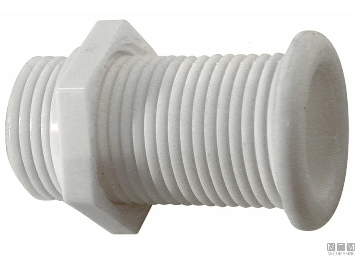 White standard through-hull fitting for Ø25 mm plugs - original photo Motomarine Srl