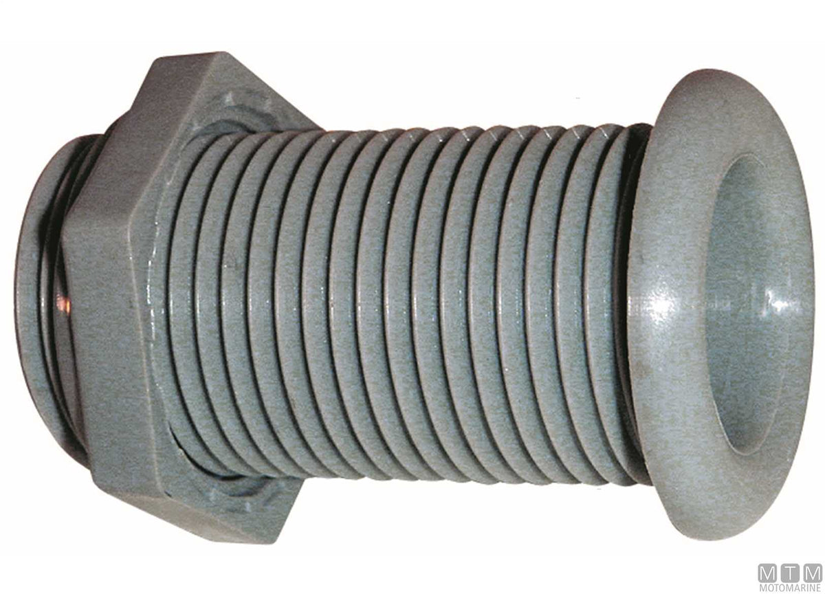 Black standard through-hull fitting for Ø25 mm plugs - original photo Motomarine Srl