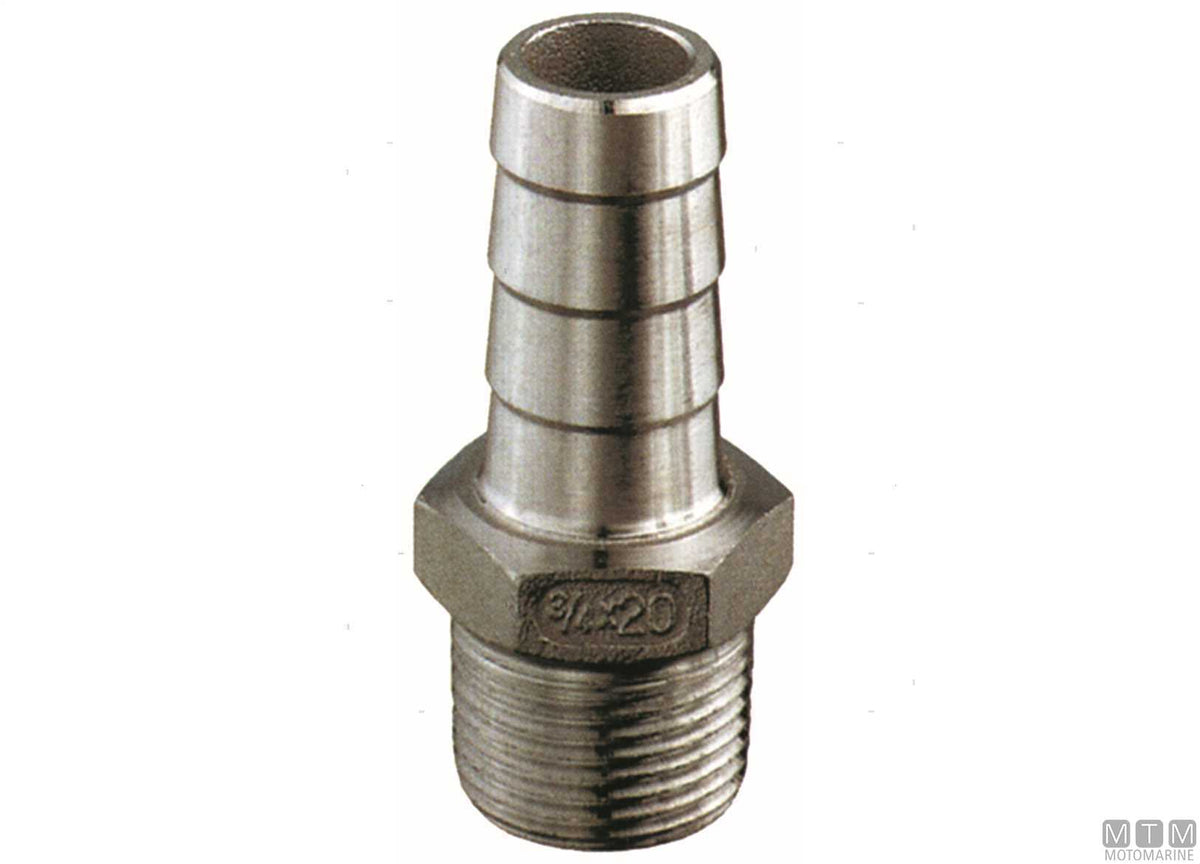 Hose tail male 3/8"x15 mm stainless steel 316 - original photo Motomarine Srl