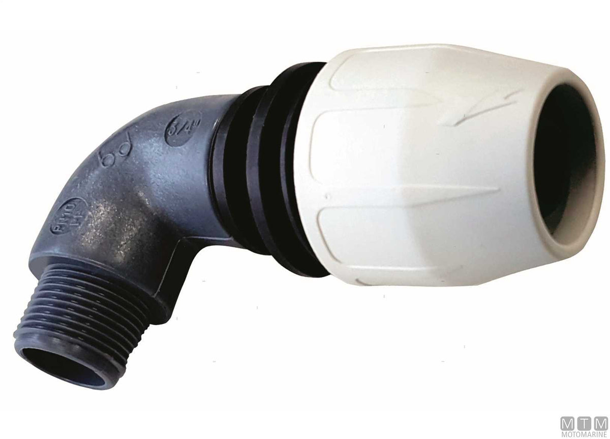 BD Fast 90° Compact fitting 1/2"x13 reinforced polypropylene - original photo Motomarine Srl