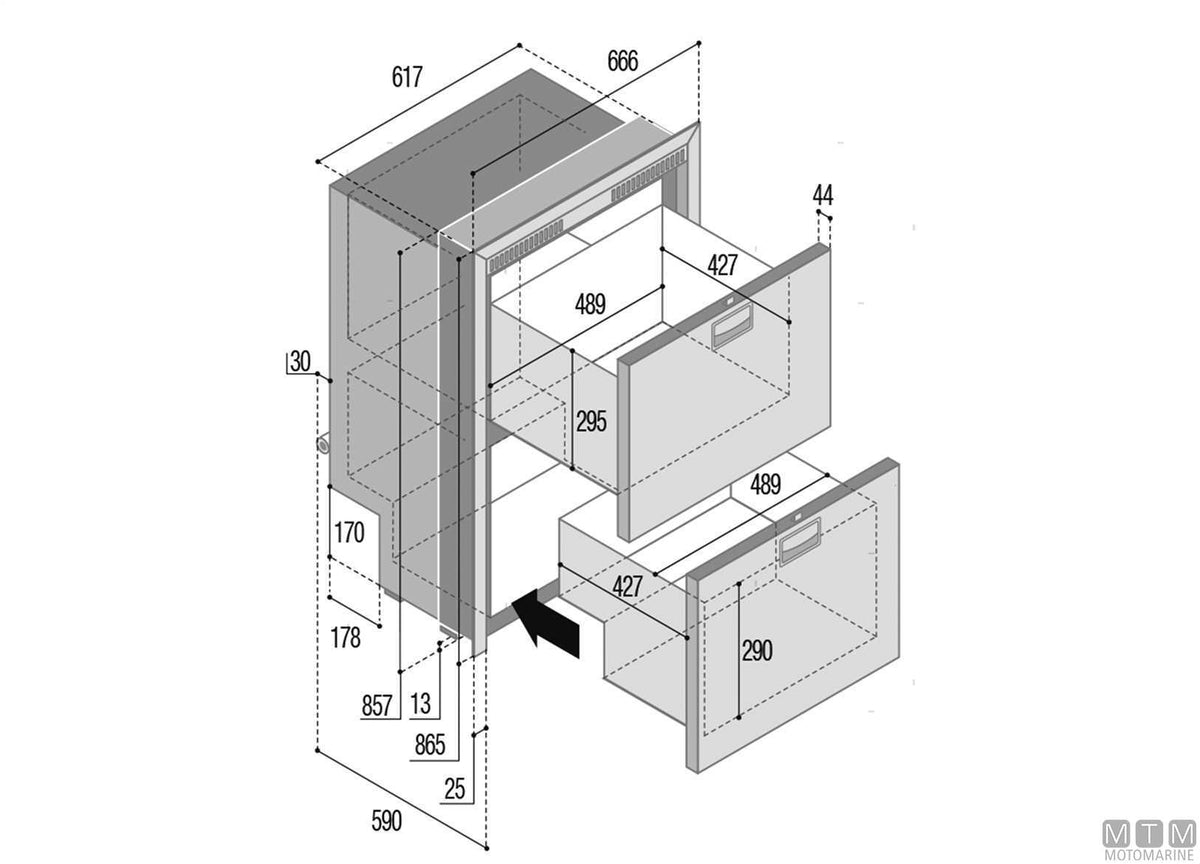Fridge/freezer double drawer VF DW180 DTX stainless steel, internal compressor - original photo Motomarine Srl