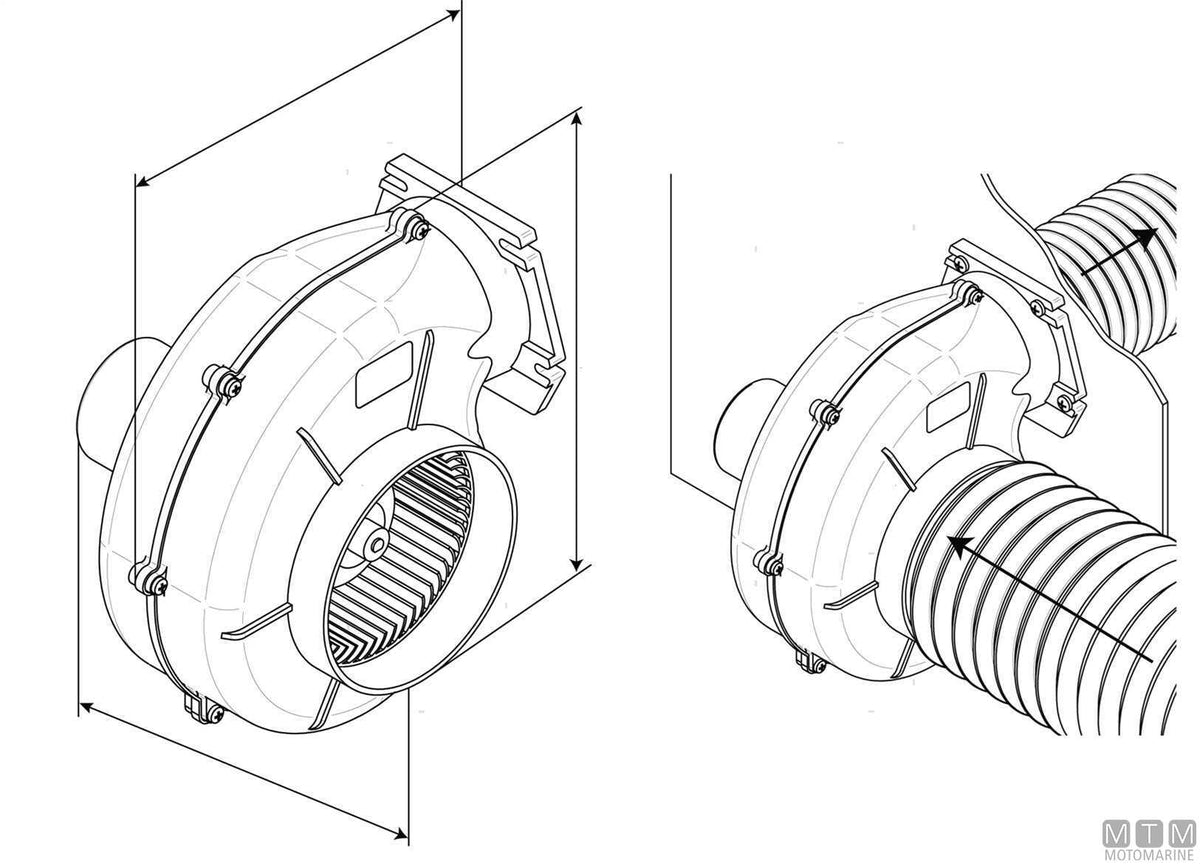Flanged extractor fan Ocean HD 550 24V - original photo Motomarine Srl