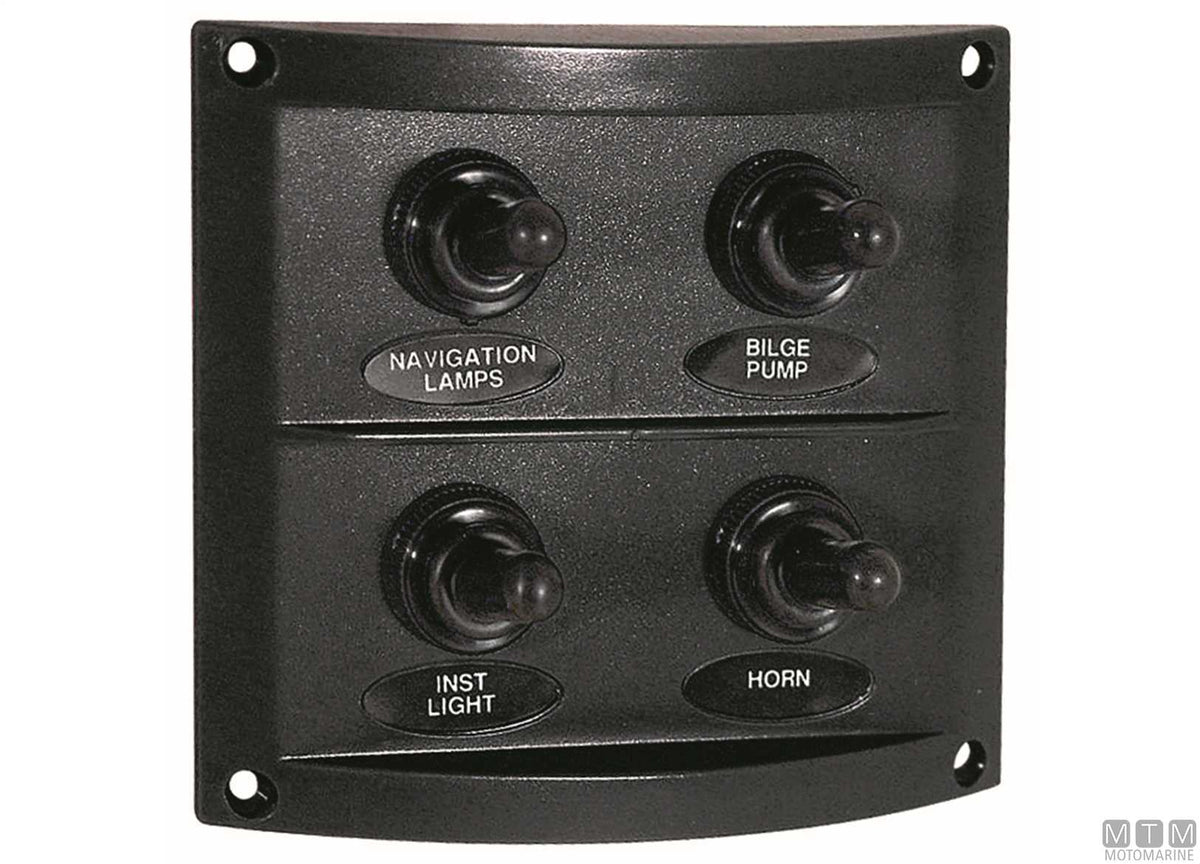Panel with LED lever switches, 6 positions, 125x90 mm - original photo Motomarine Srl