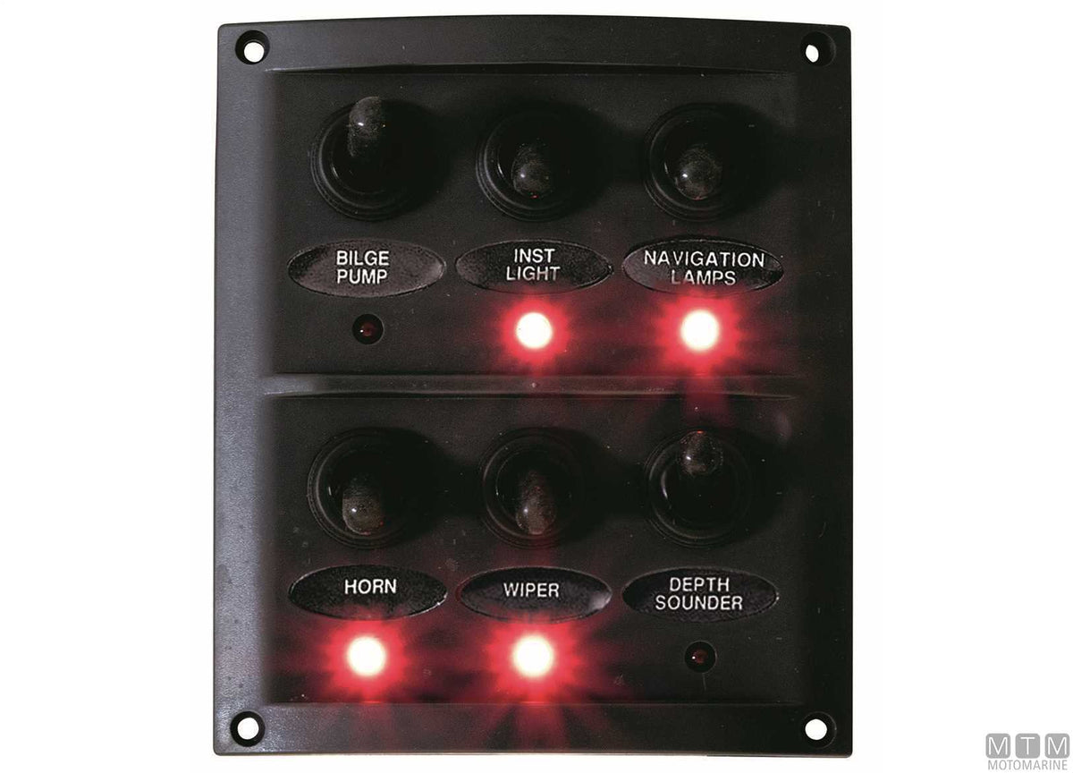 Panel with lever switches, 6 positions, 125x90 mm - original photo Motomarine Srl