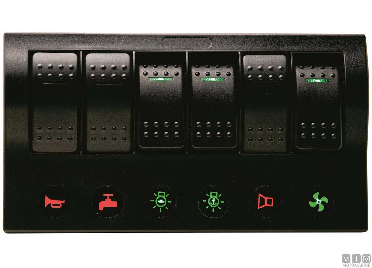 Panel with 4-position rocker switches 130x100 mm - original photo Motomarine Srl