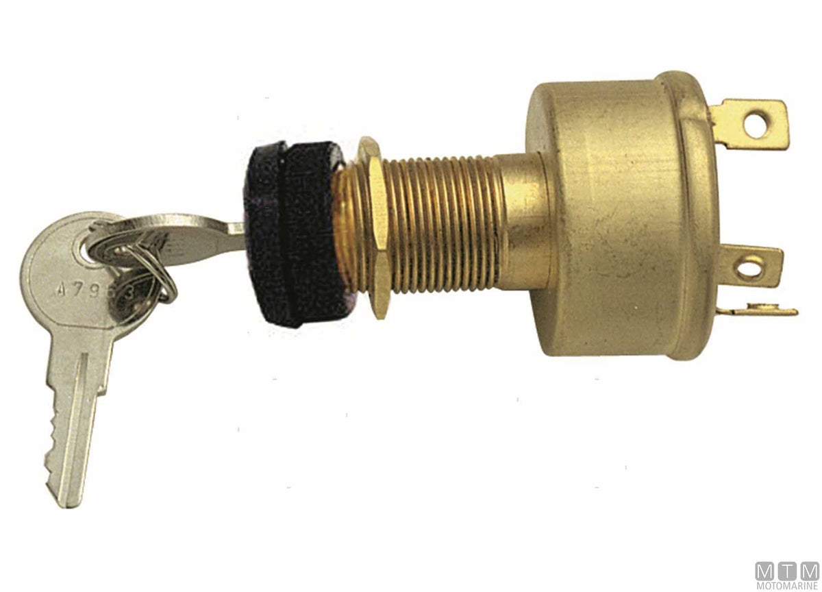 Ignition switch key Ø20 mm 3 terminals 3 positions - original photo Motomarine Srl