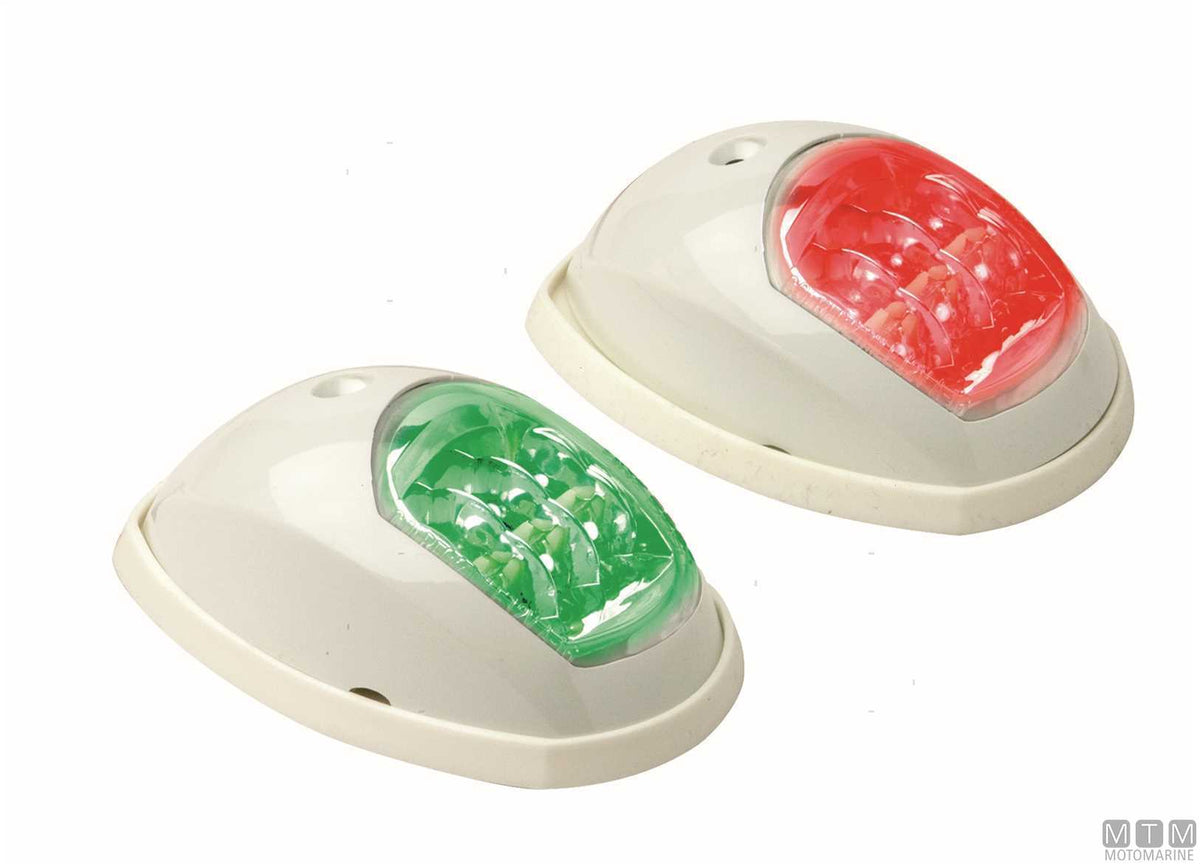 Pair of LED sidelights, red and green, white - original photo Motomarine Srl