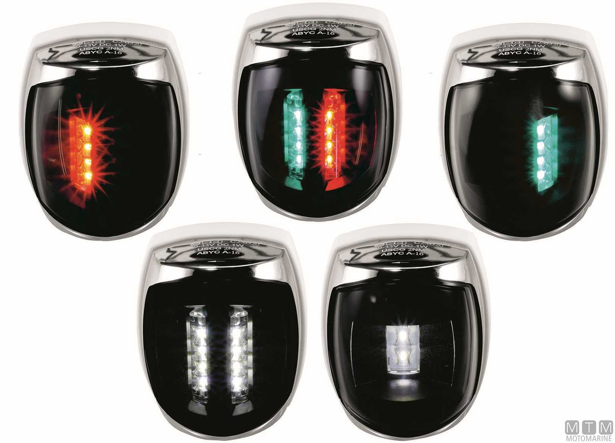LED combined navigation light, red/green, Sirius, stainless steel - original photo Motomarine Srl