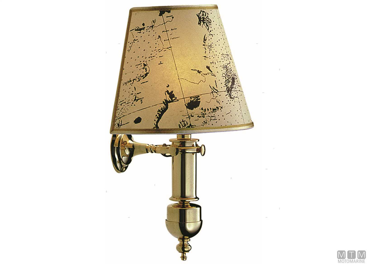 Swinging brass wall lamp with lampshade - original photo Motomarine Srl