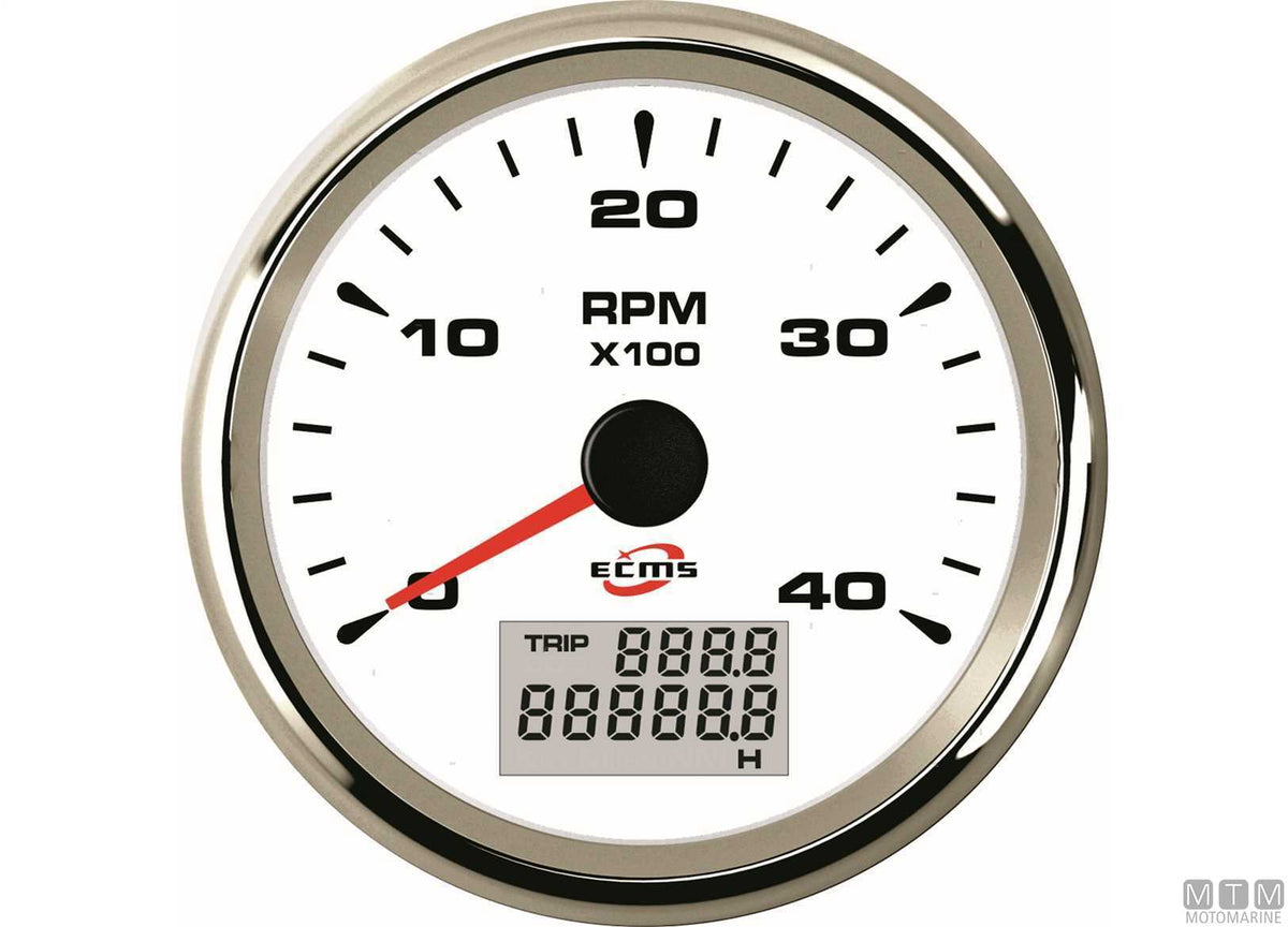 Tachometer/hour meter 6000 White/Chrome - original photo Motomarine Srl