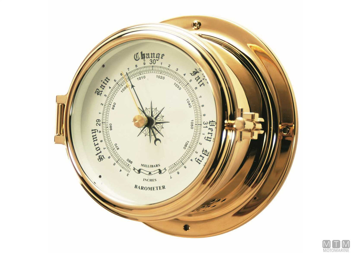 Thermo-hygrometer class Ø150 mm polished brass case - original photo Motomarine Srl