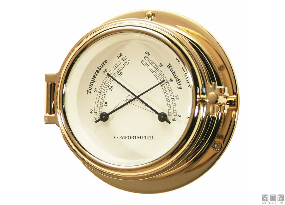 Classic silent radio-controlled clock Ø120 mm, polished brass case - original photo Motomarine Srl