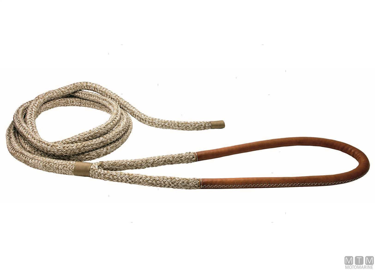 Beige braided mooring line with eye splice, 75 cm, Ø24 mm, 16 m - original photo Motomarine Srl