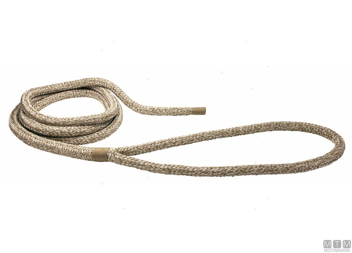 Beige braided mooring line with eye splice, 75 cm, Ø24 mm, 20 m - original photo Motomarine Srl