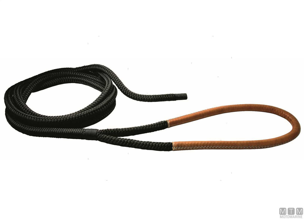 Black braided mooring line with eye splice, 75 cm, Ø24 mm, 16 m - original photo Motomarine Srl