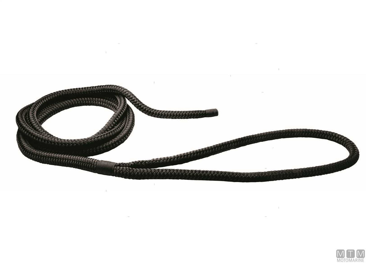 Black braided mooring line with eye splice, 75 cm, Ø28 mm, 16 m - original photo Motomarine Srl