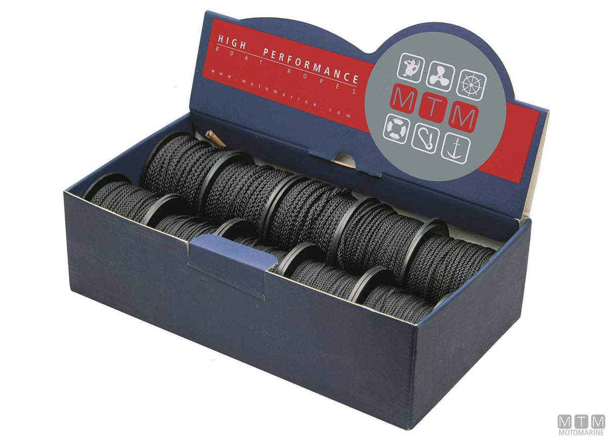 Black polyester braided line reel Ø1 mm 40 m - original photo Motomarine Srl