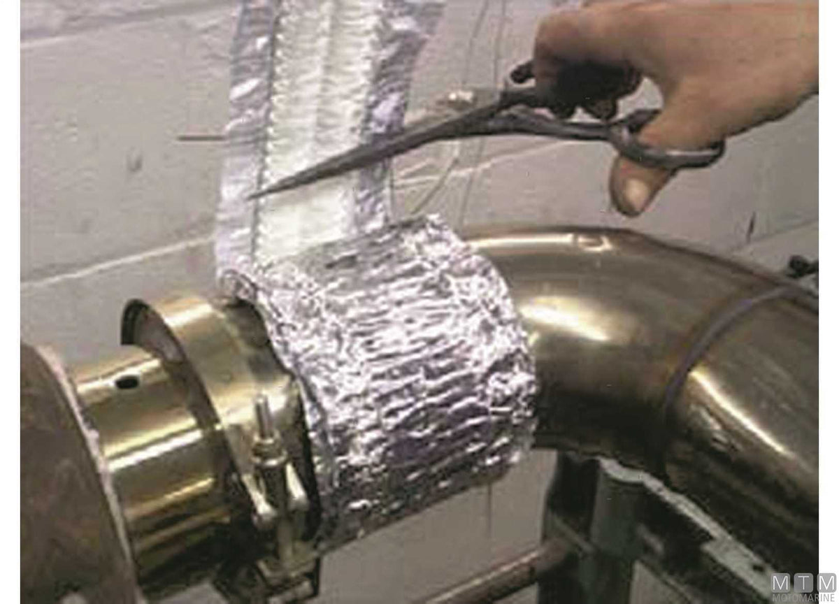 Elastic high-temperature thermal insulation tape H50 mm L5.5 m - original photo Motomarine Srl