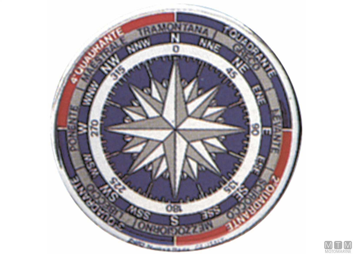 Adhesive sign compass rose silver 80 mm - original photo Motomarine Srl