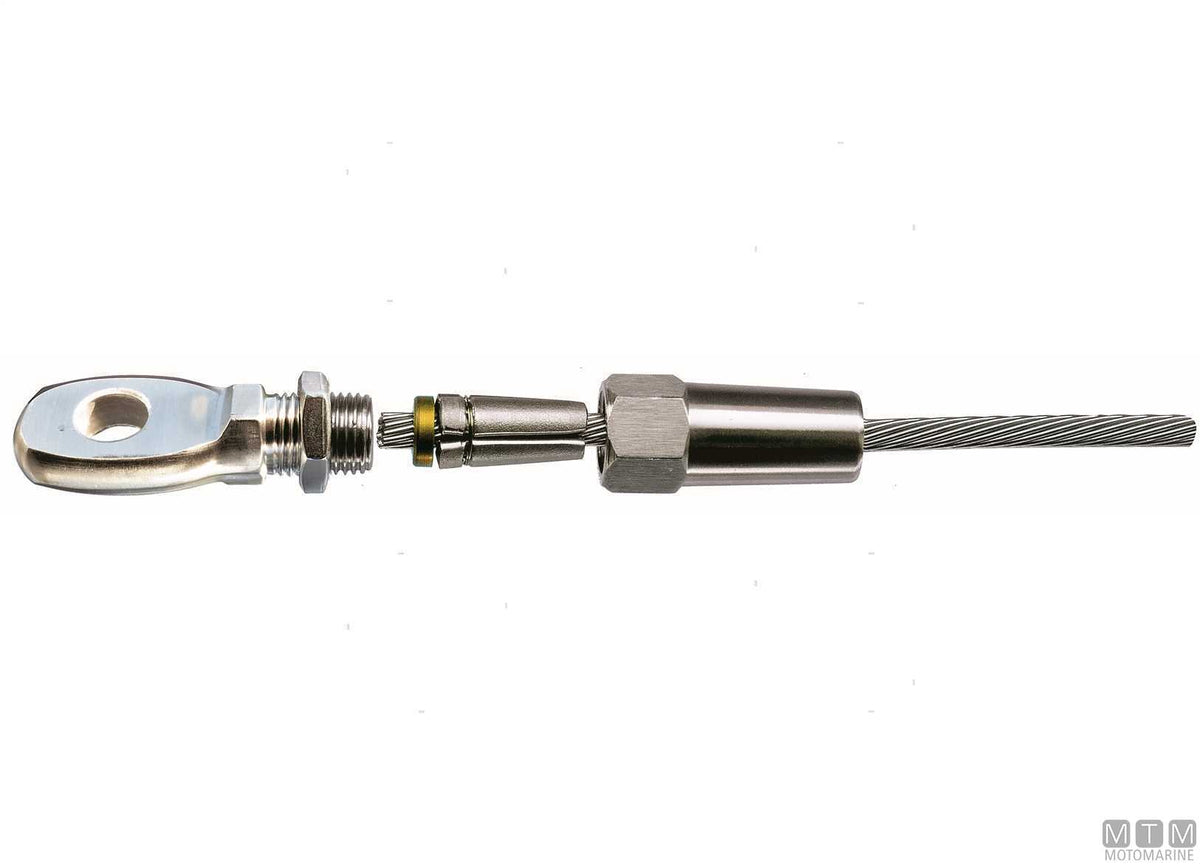 Quick-fit eye terminal for Ø6 mm wire, stainless steel 316 - original photo Motomarine Srl