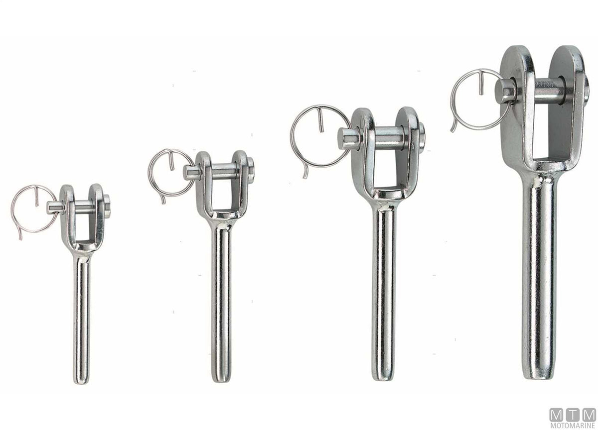 Swage fork terminal for Ø4 mm wire stainless steel 316 - original photo Motomarine Srl