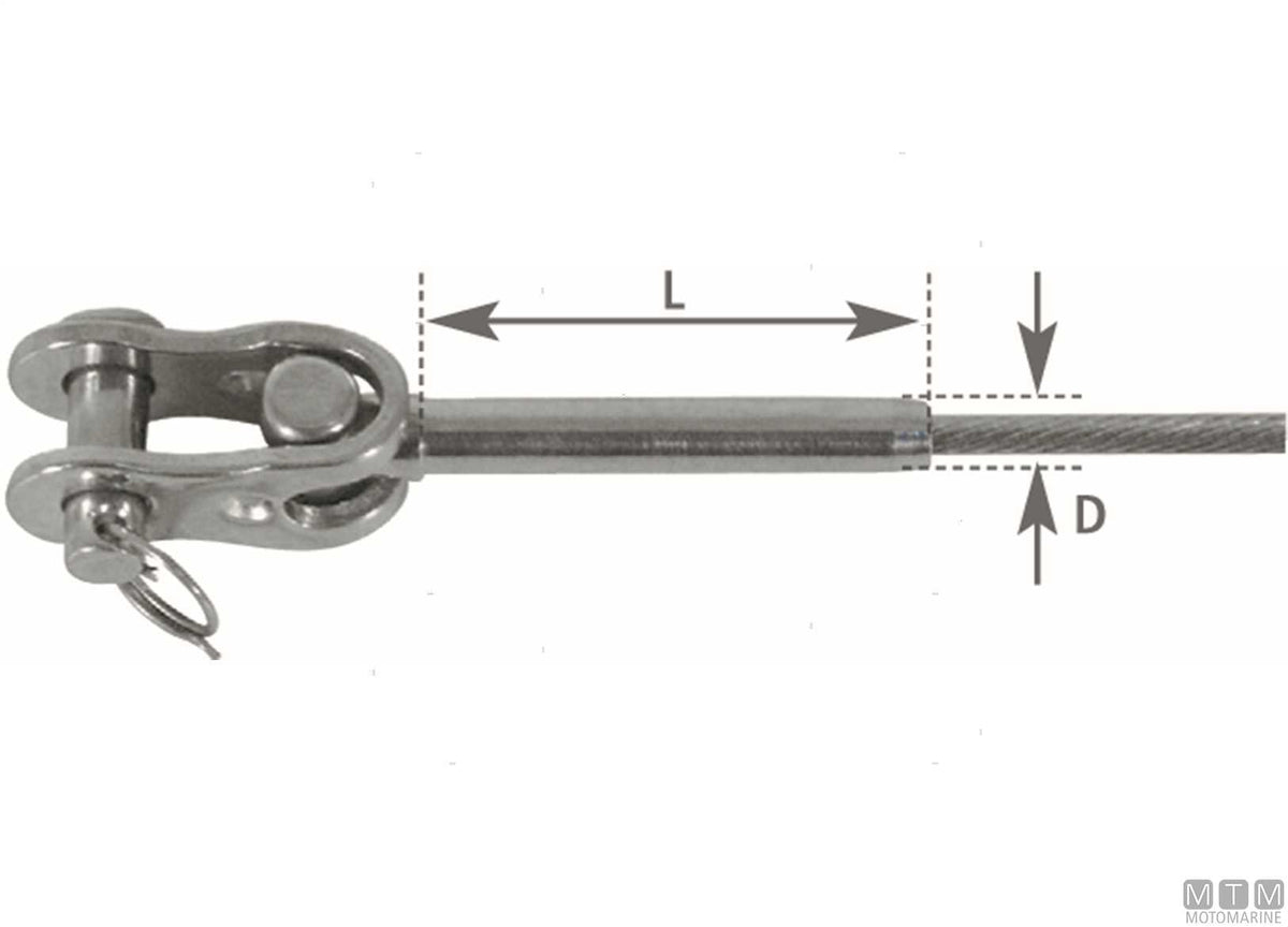 Swage toggle terminal for Ø5 mm wire, stainless steel 316 - original photo Motomarine Srl