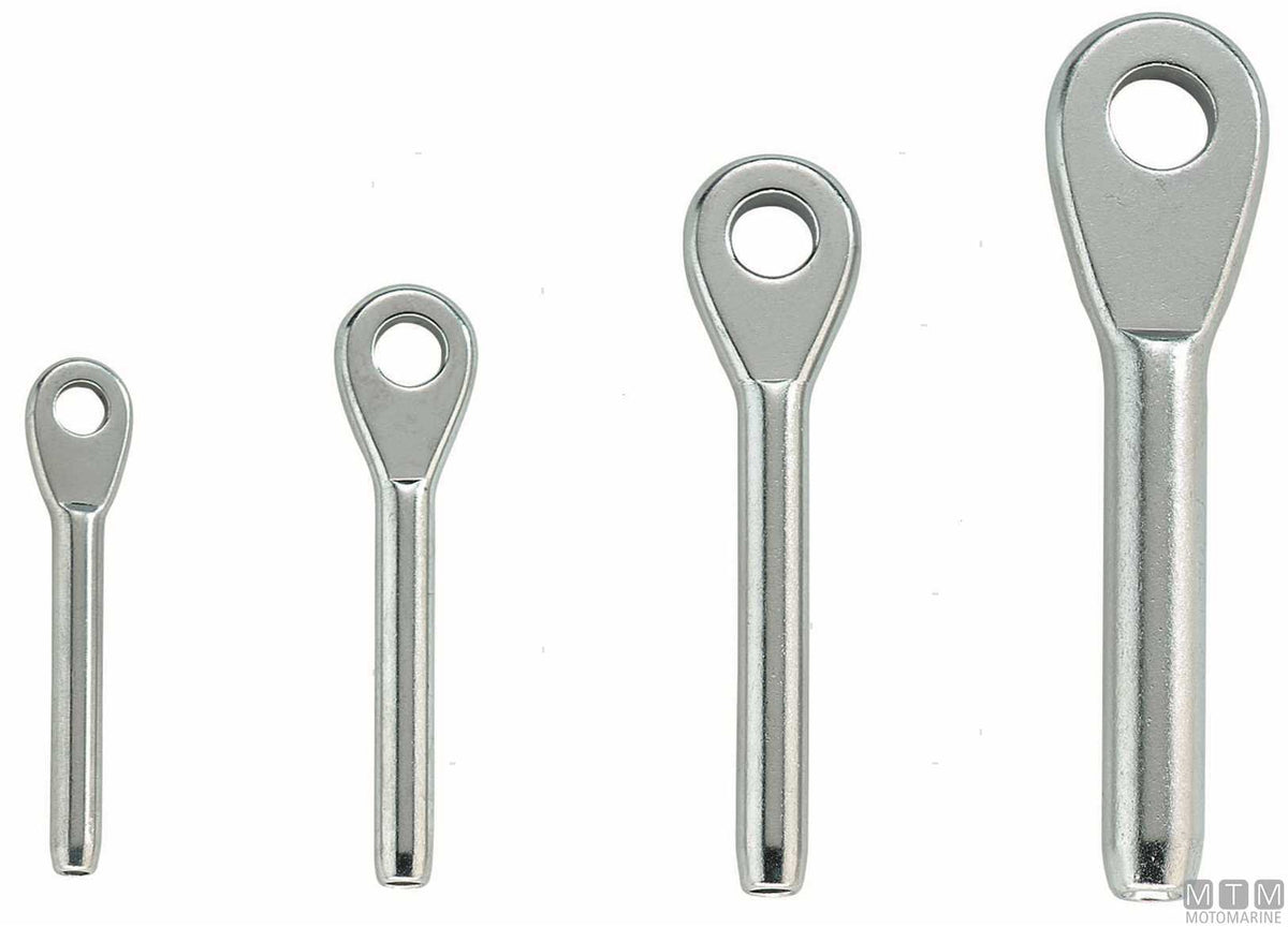 Swage eye terminal for Ø3 mm wire stainless steel 316 - original photo Motomarine Srl