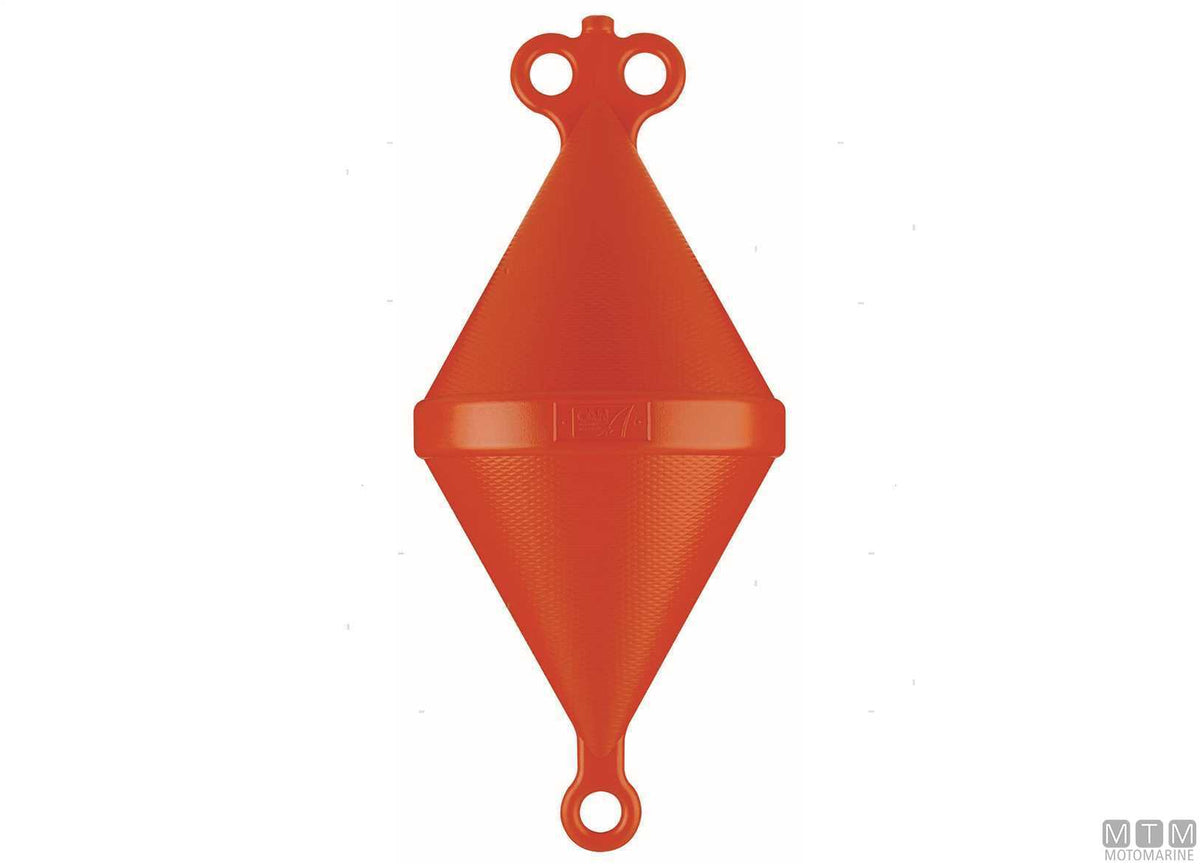 Biconical mooring buoy M yellow Ø27 cm H60 cm - original photo Motomarine Srl