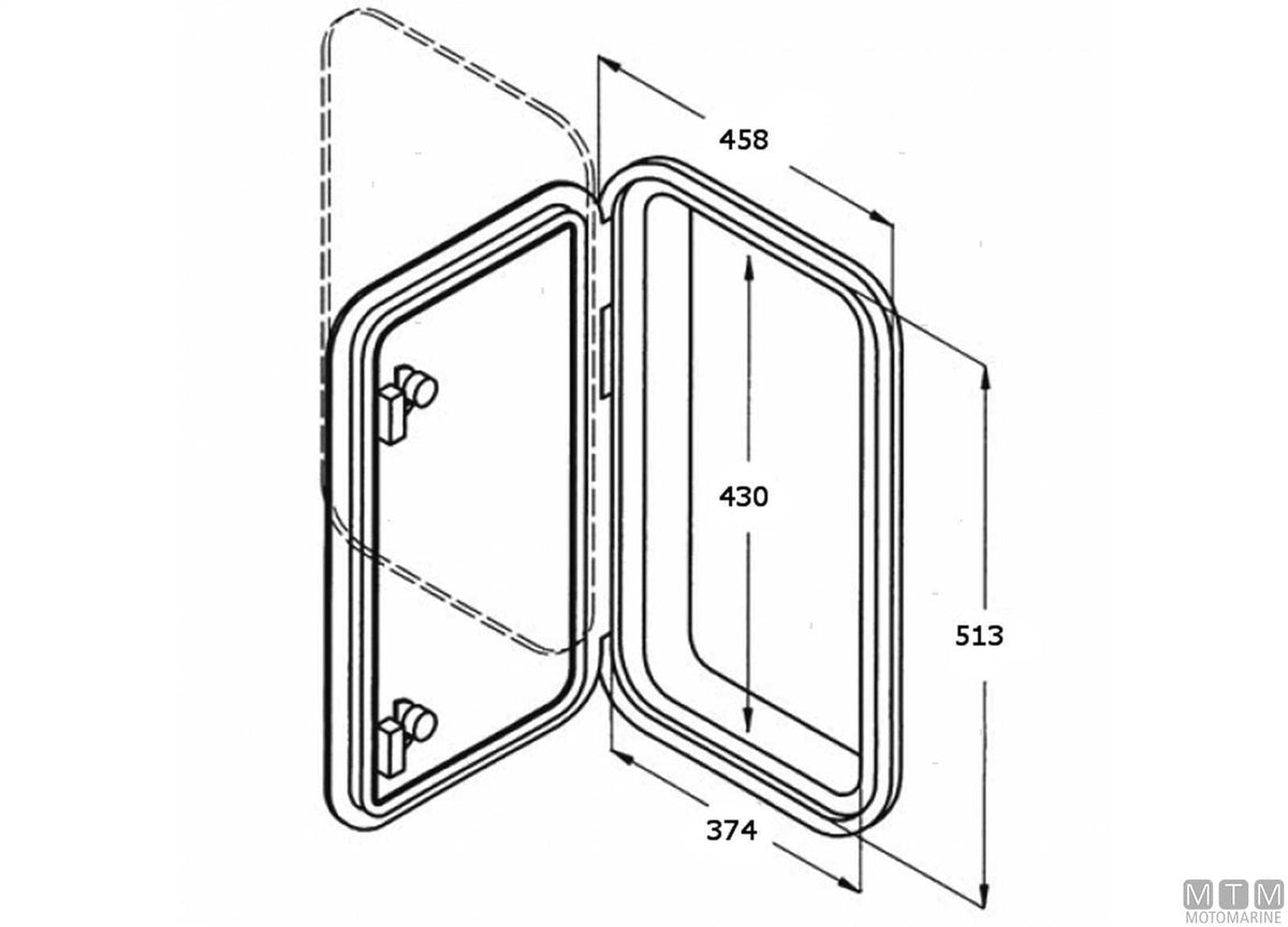 Walkable deck hatch in ABS, white, size QL 458x513 mm - original photo Motomarine Srl