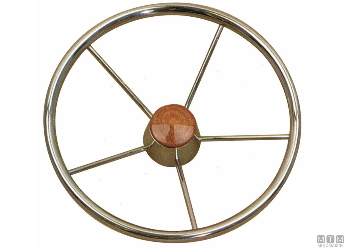 Classic steering wheel stainless steel Ø370 mm - original photo Motomarine Srl