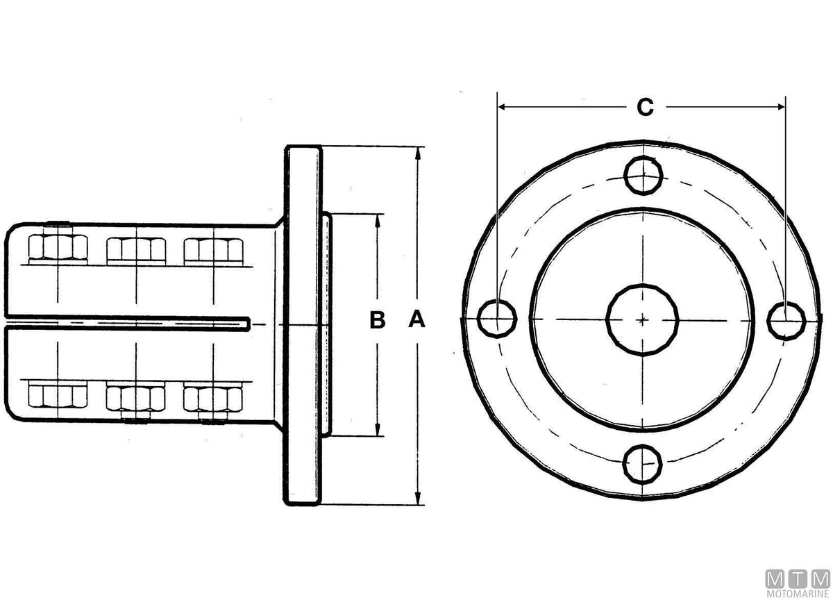 Coupling flange for shaft Ø25 mm Yanmar KM/KBW - original photo Motomarine Srl