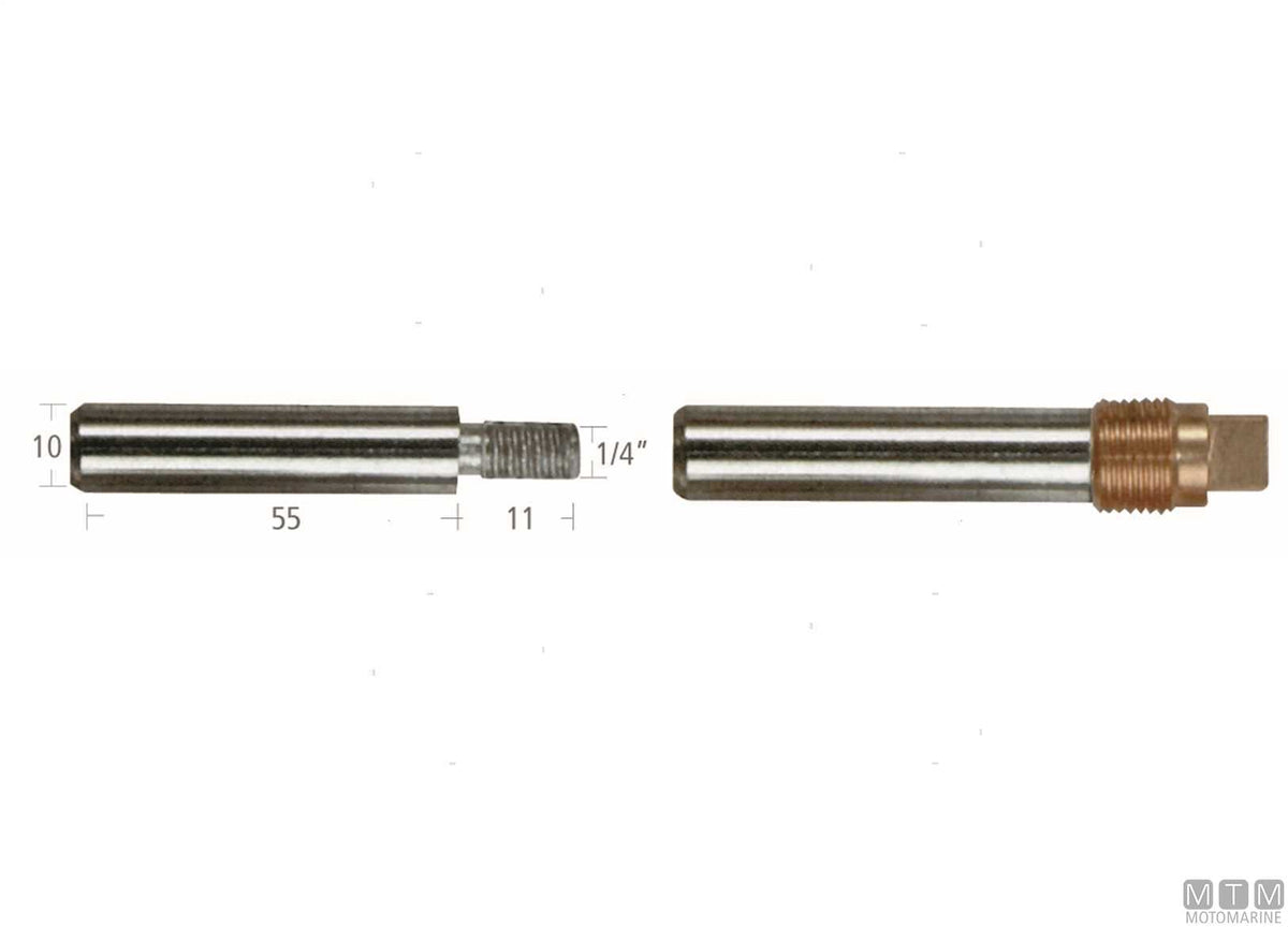 Zinc pencil anode with plug Caterpillar 10x55 mm - original photo Motomarine Srl