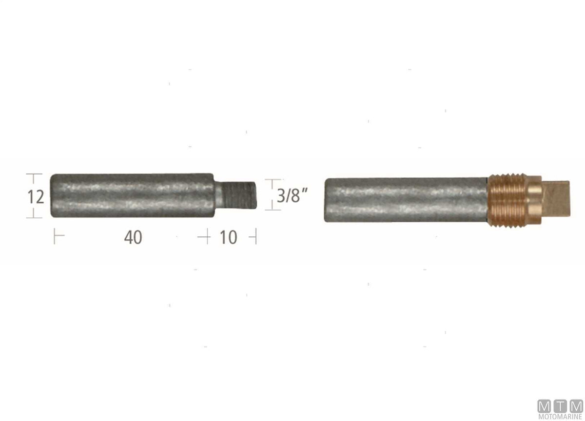 Caterpillar bar anode Ø12x40 mm, zinc - original photo Motomarine Srl