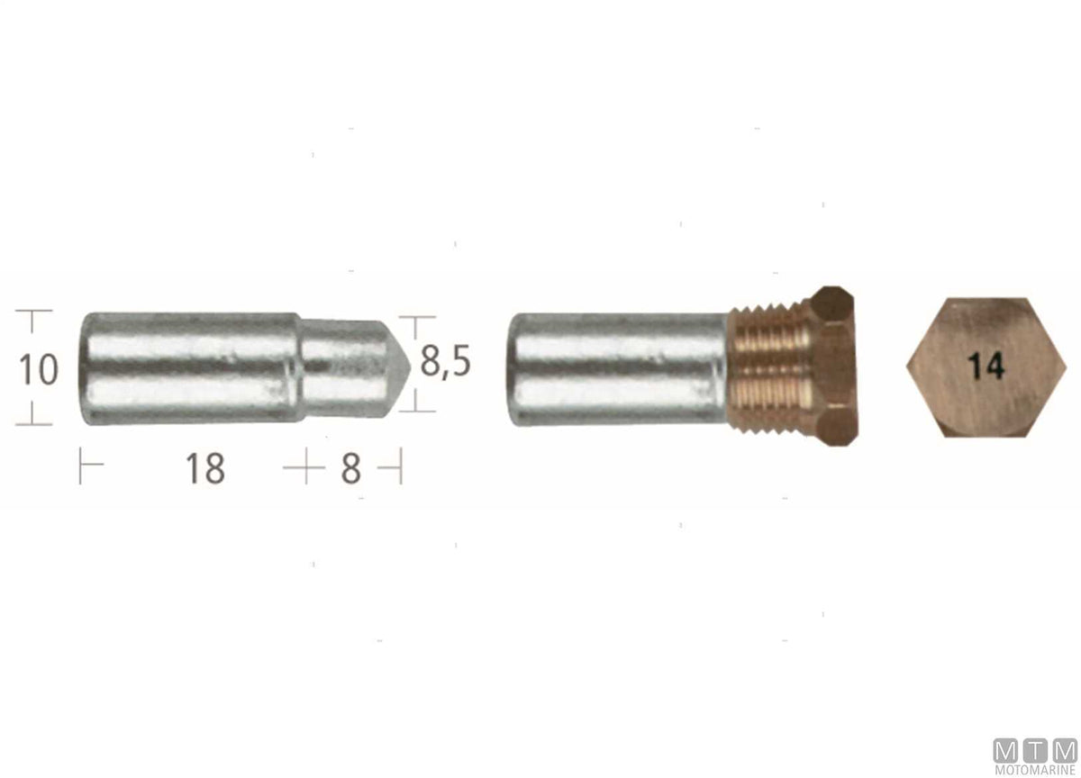 Zinc pencil anode Lombardini - original photo Motomarine Srl