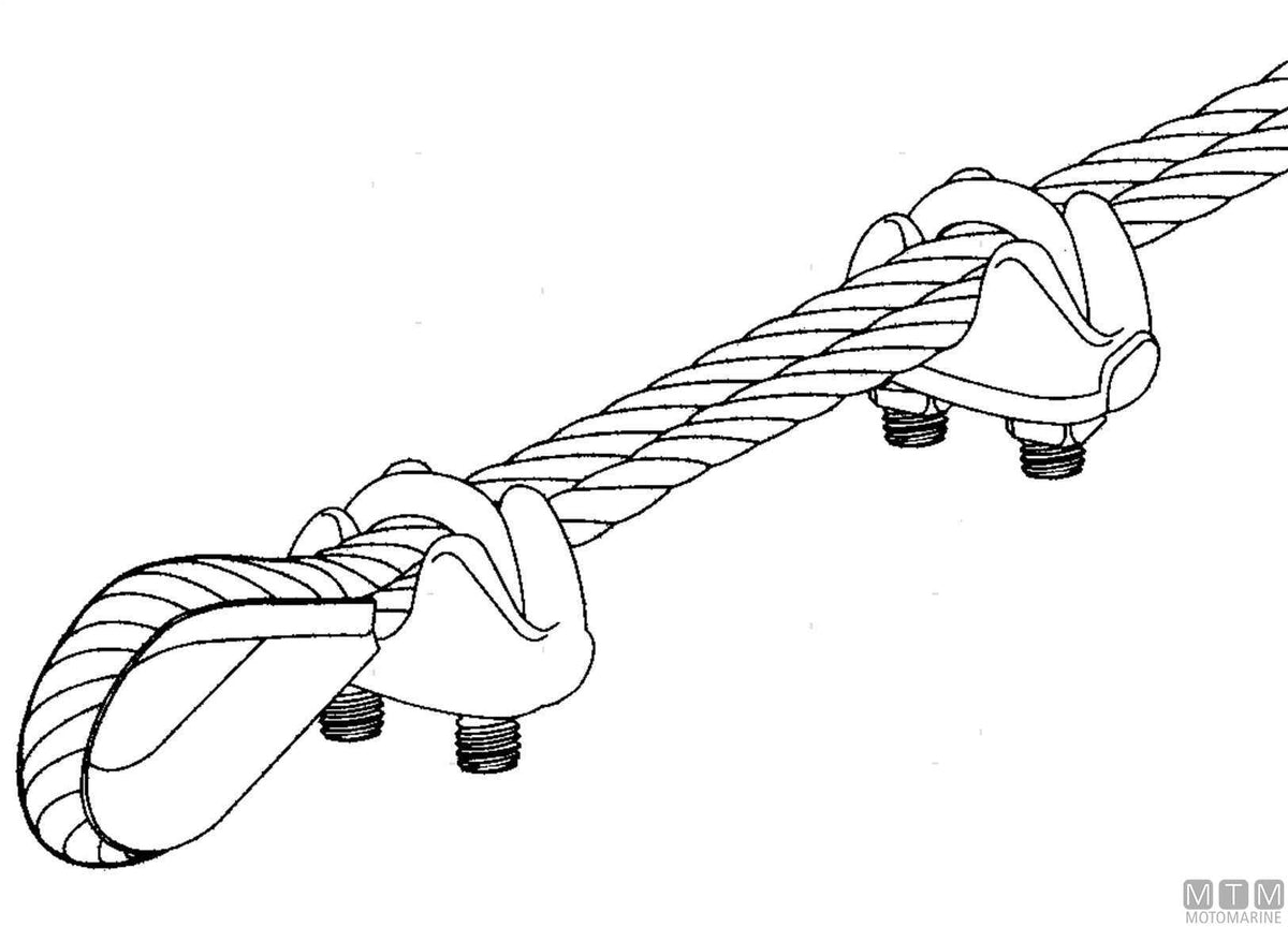 Wire rope clamp for Ø12 mm cable in stainless steel - original photo Motomarine Srl