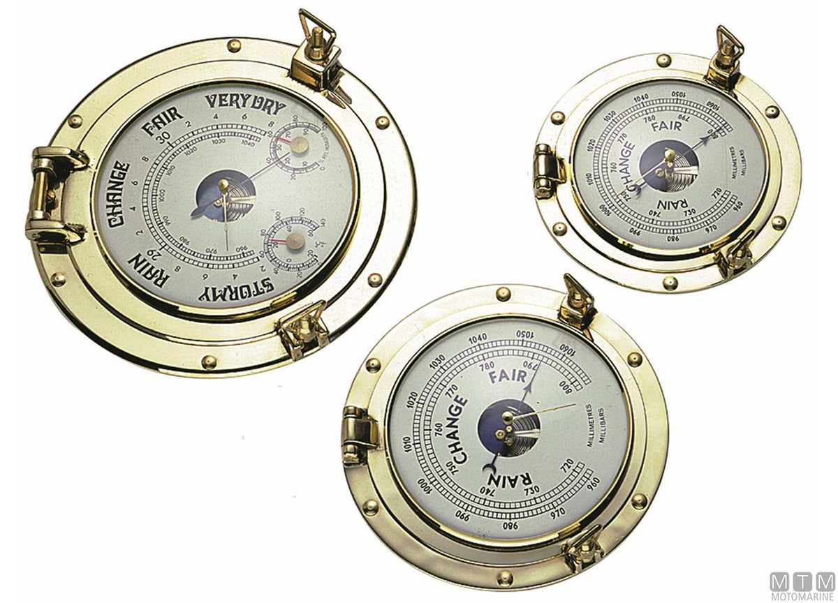 Porthole barometer Ø180 mm brass - original photo Motomarine Srl