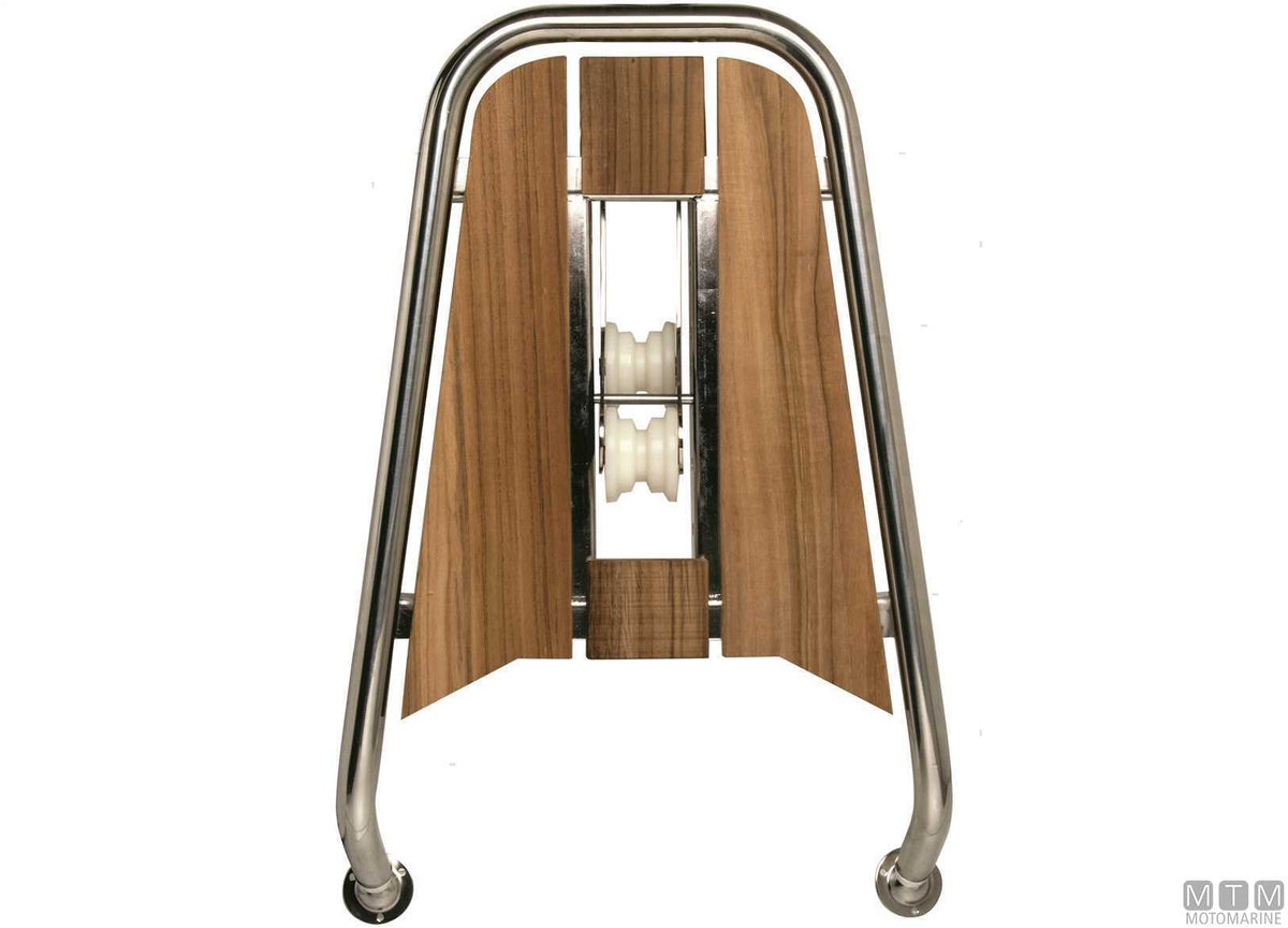 Roy Marine Roller bowsprit platform 75x48 cm, stainless steel 316 and teak - original photo Motomarine Srl