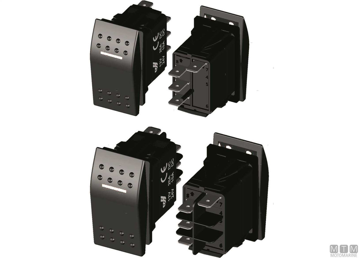 (ON)-OFF-ON switch 2 white LED 4 terminals - original photo Motomarine Srl