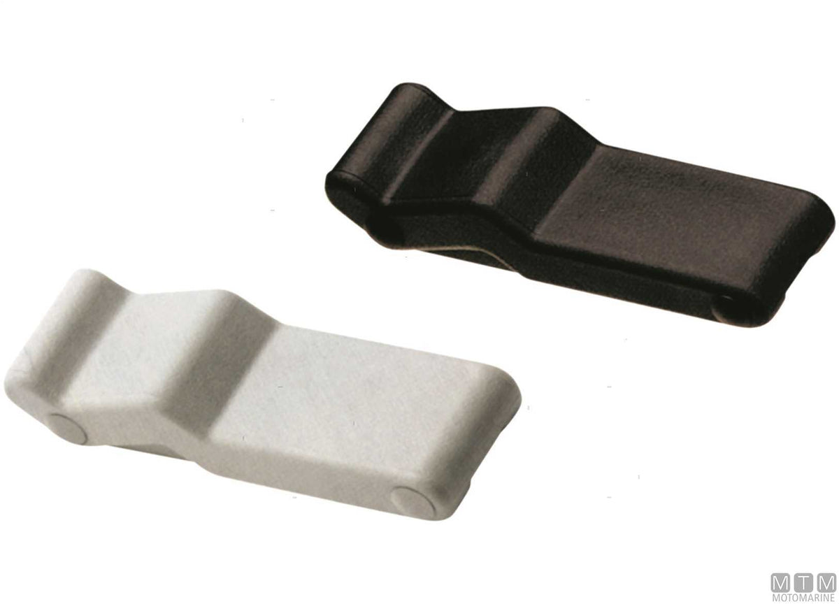 White damped latch 105 mm, elastomer and stainless steel - original photo Motomarine Srl