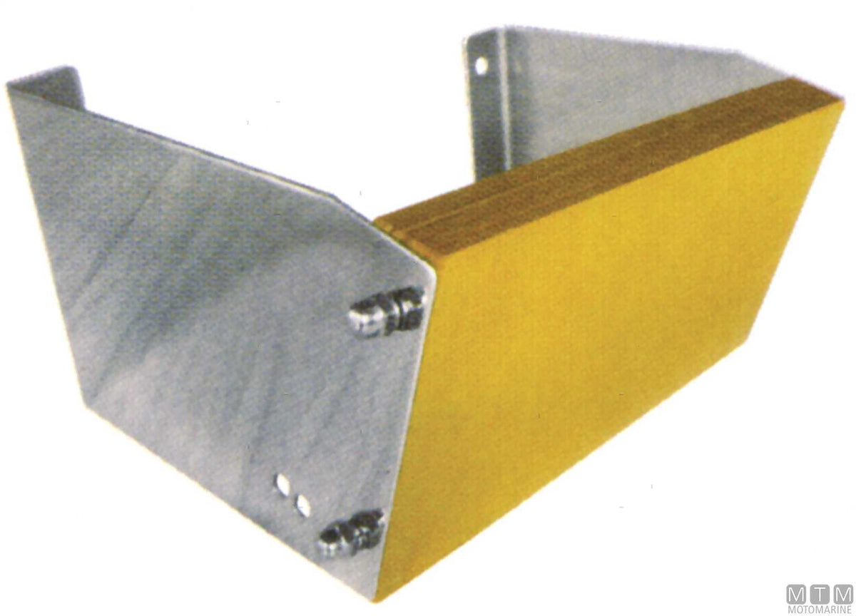 Angled outboard motor bracket, stainless steel and wood - original photo Motomarine Srl