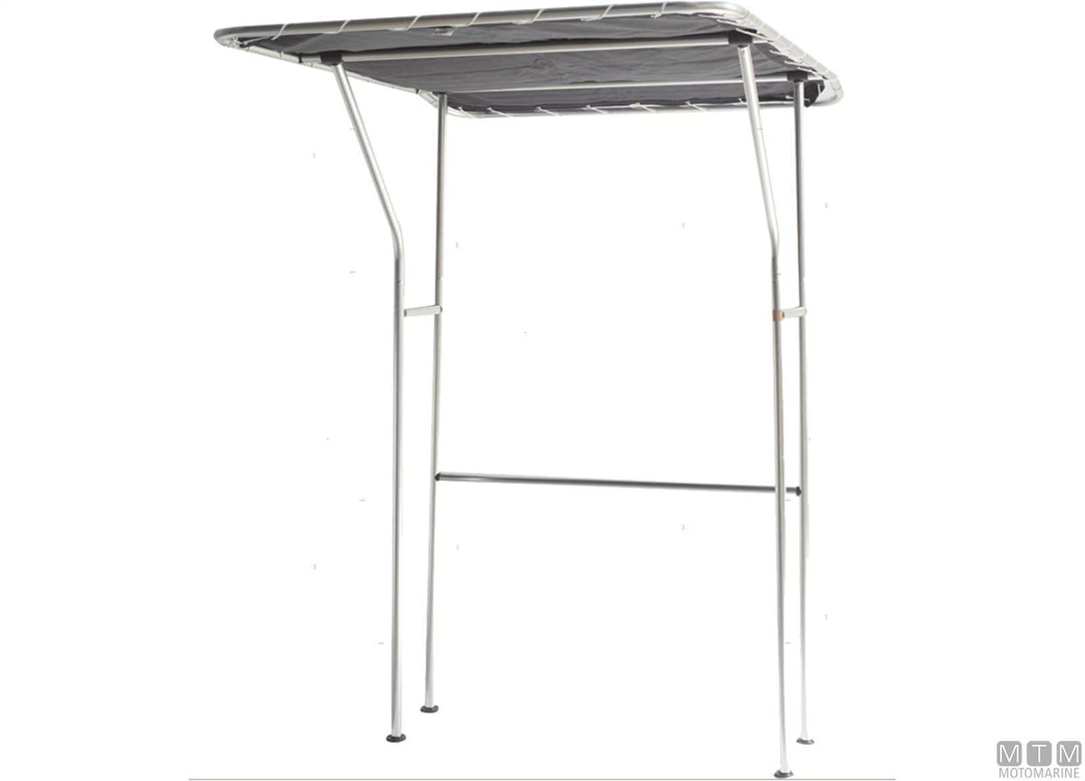 T-top in lacquered aluminum and blue polyester 141x172 cm h202 cm - original photo Motomarine Srl