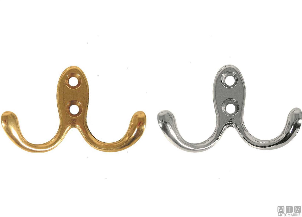 2-hook coat hanger polished brass - original photo Motomarine Srl