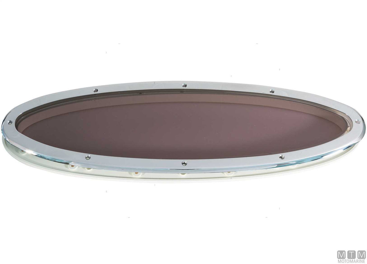 MTM 198x457 mm fixed oval porthole in stainless steel - original photo Motomarine Srl