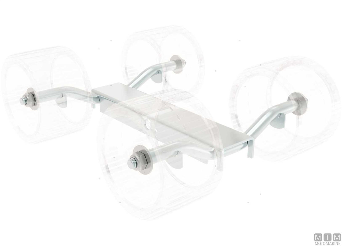Galvanized steel bracket for quadruple side roller - original photo Motomarine Srl