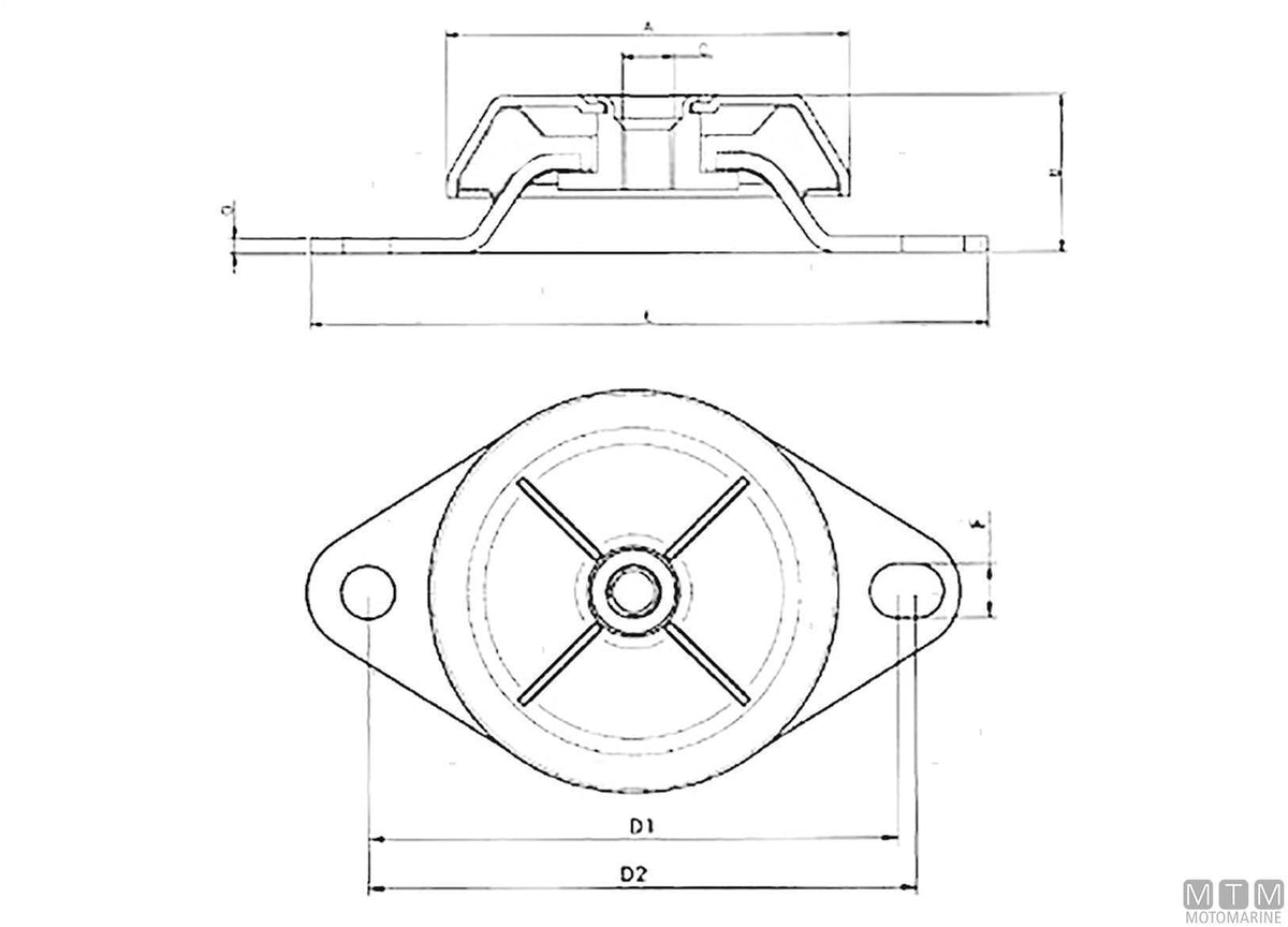 Anti-vibration mount 60SH 175 kg M12 - original photo Motomarine Srl