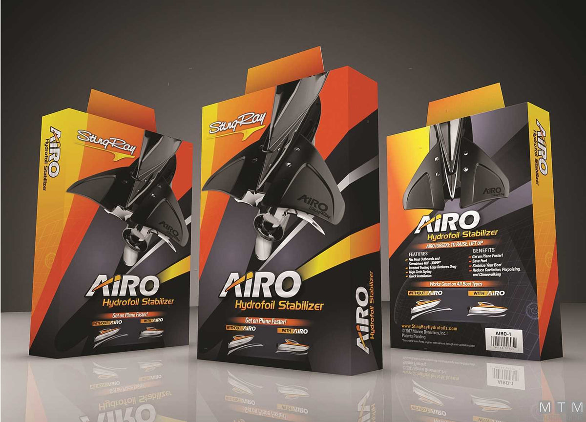 Stingray Airo hydrofoils for engines from 9.9 to 300 HP - original photo Motomarine Srl