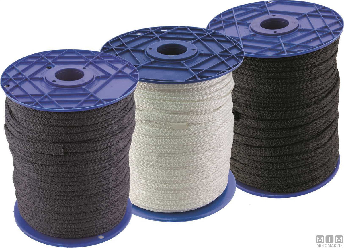 Flat polyester fender line blue Ø8 mm 100 m - original photo Motomarine Srl