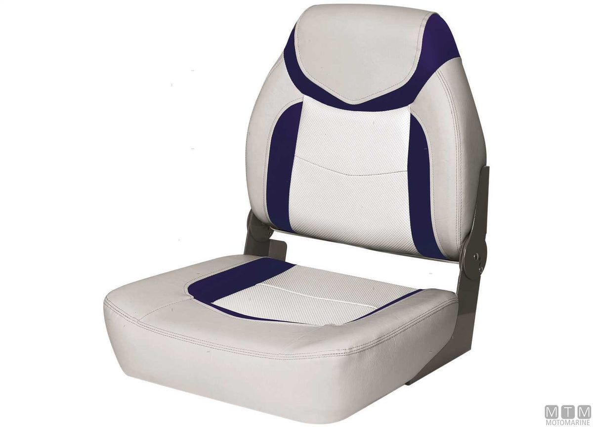 Premium Fish folding seat grey/blue - original photo Motomarine Srl