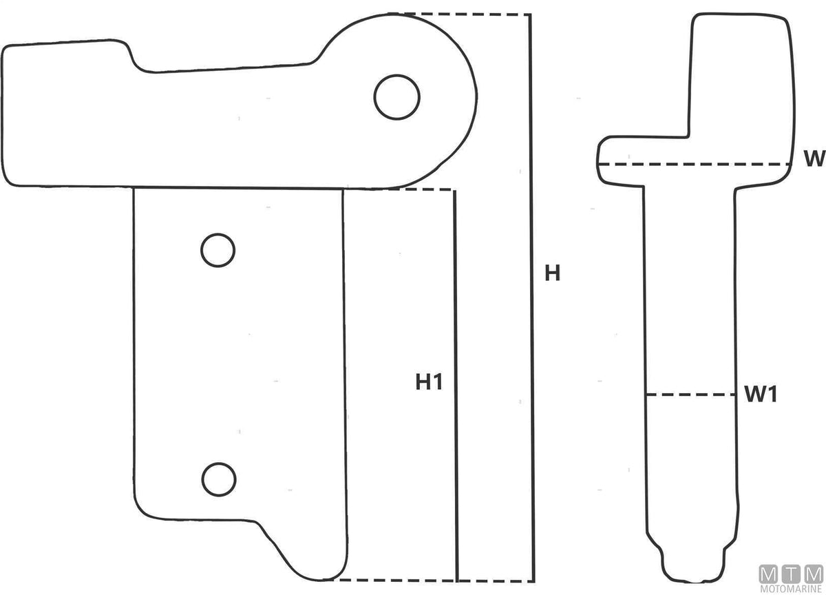 Recessed hinge for gangway, aluminium - original photo Motomarine Srl